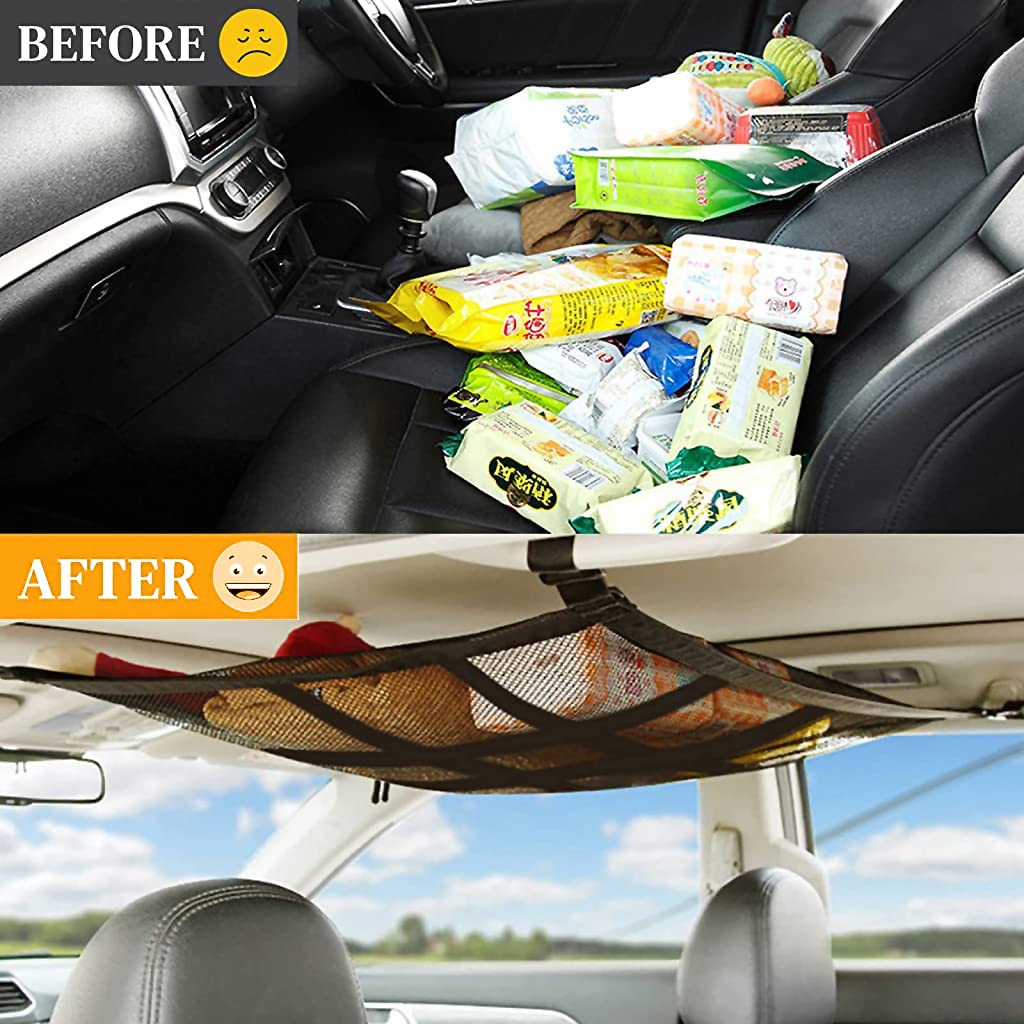 STHIRA Car Ceiling Storage Net, Upgraded Car Ceiling Cargo Net Pocket, 31.5''x21.5'' Strengthen Load-Bearing Adjustable Double-Layer Mesh Camping SUV Storage Bag for Tent Putting Quilt Toys Sundies STHIRA Car Ceiling Storage Net, Upgraded Car Ceiling Cargo Net Pocket, 31.5''x21.5'' Strengthen Load-Bearing Adjustable Double-Layer Mesh Camping SUV Storage Bag for Tent Putting Quilt Toys Sundies